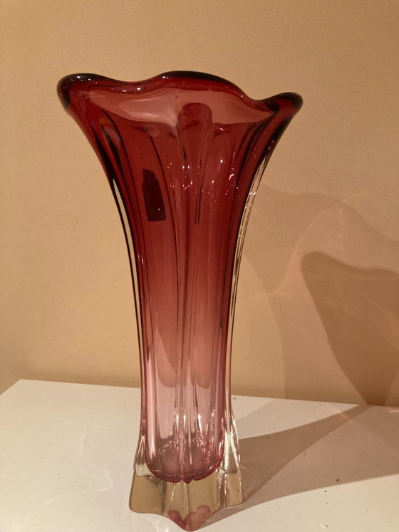 Rare large Murano Chambord vase by Fratelli Toso, Murano Glass, Pink (photo 4 of 13)