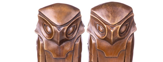 Image 1 of Fermalibri in bronzo a forma di gufo in stile Art Déco