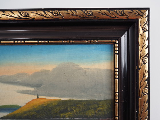 Image 1 of Tableau "Le paysage avec les collines", design scandinave, années 1970, par V. Kier