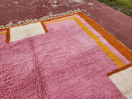 Image 1 of Vintage Beni Ouarain Moroccan Rug 290x210cm – Handmade Wool Berber Carpet in Pink & Terracotta – Large Statement Rug