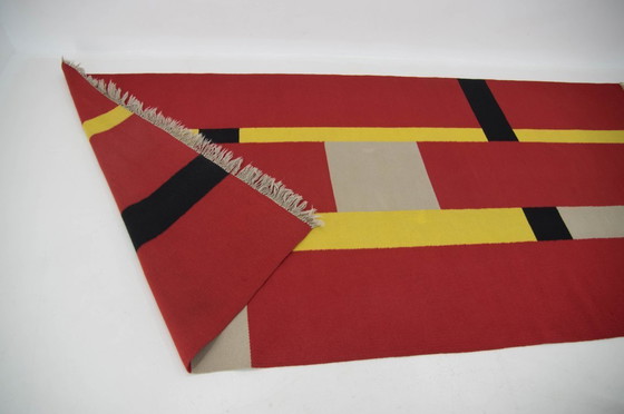 Image 1 of Tapis géométrique Bauhaus rare, années 1940