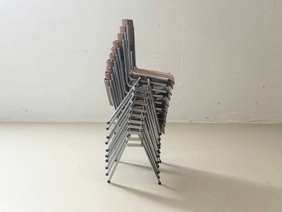 Image 1 of 6 vintage stapelstoelen met chromen frame, jaren 70
