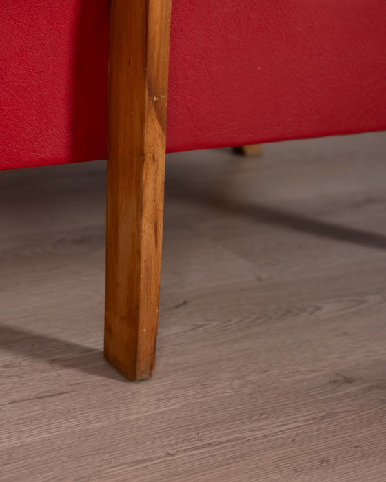 Image 1 of Coppia di poltrone vintage anni '50 in pelle rossa, design italiano.