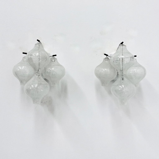 Paire d'appliques murales en verre Tulipan Mid-century par Kalmar, Autriche, années 1960