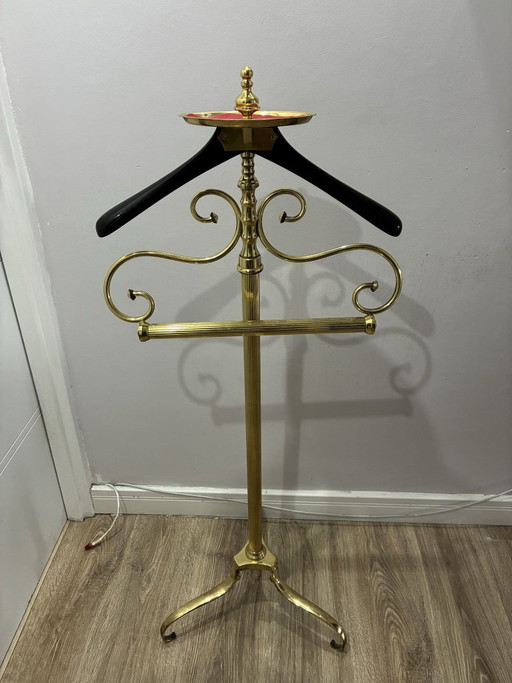 Italian brass valet stand, Hollywood Regency, 1970s