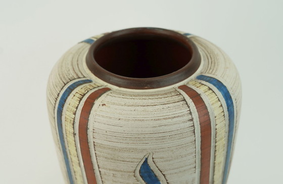 Image 1 of Wunderschöne westdeutsche Vase aus der Mitte des 20. Jahrhunderts, Sawa-Keramik, Sgraffito-Dekor, Modell 300/30 (1950er Jahre)