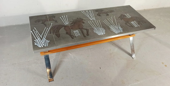 Image 1 of Tavolino da caffè vintage con piastrelle in ceramica