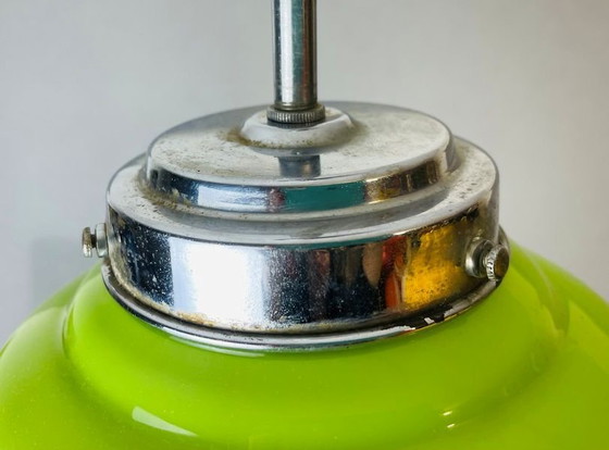 Image 1 of Lampada a sospensione in vetro a nido d'ape verde Art Déco