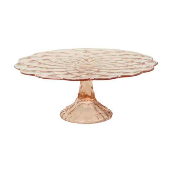 Image 1 of Pink Cake Stand Art Deco Diamond Pattern