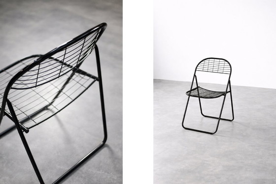 Image 1 of Vintage Swedish Mid-Century Modern Minimalist Black Metal Åland Chair by Niels Gammelgaard for IKEA, 1980s, Set of 5