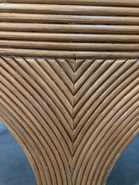 Image 1 of Vivai del Sud rotan & travertijn salontafel Italië jaren 60 