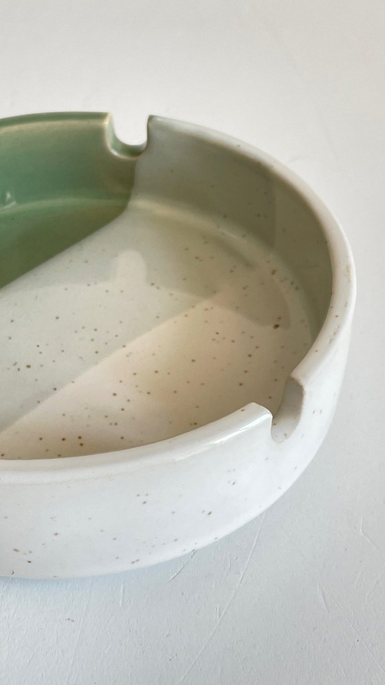 Image 1 of Striped stoneware ashtray, 1980s