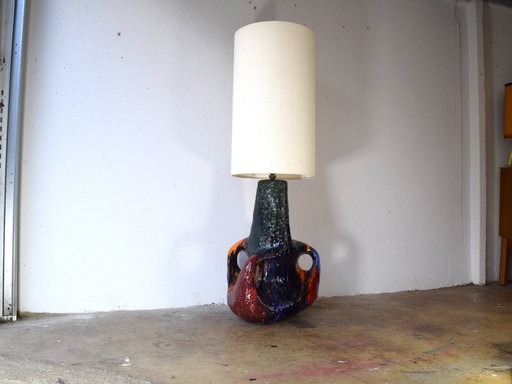 Unique 1970s Ceramic Floor Lamp Vintage Lampadaire