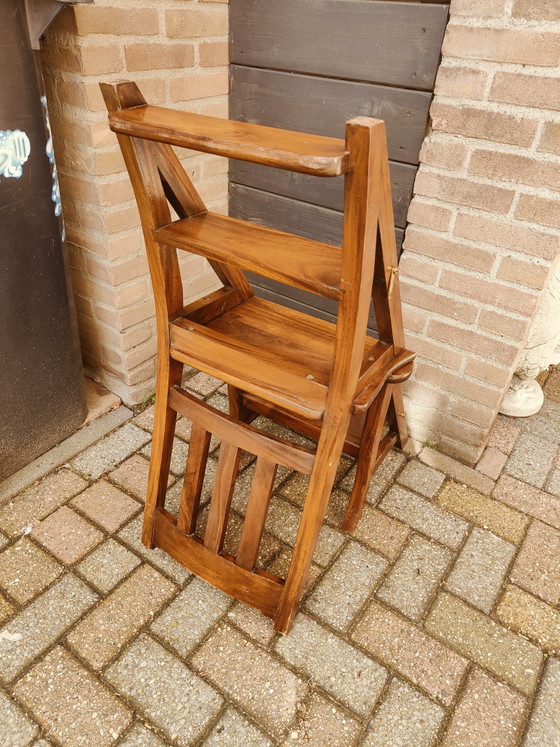 Image 1 of Wooden library step stool / chair