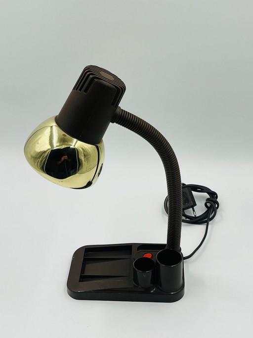 Lampada da scrivania/organizer dal design vintage degli anni '80. – leeslamp, Brass