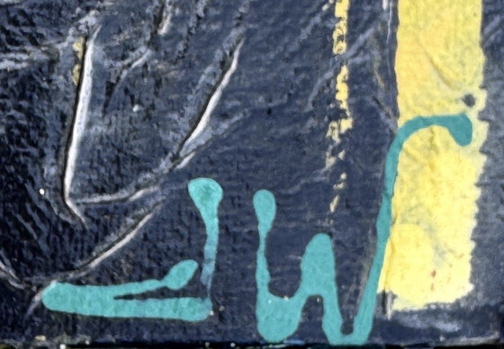 Image 1 of Groot abstract schilderij van Jan Wille uit 1978.