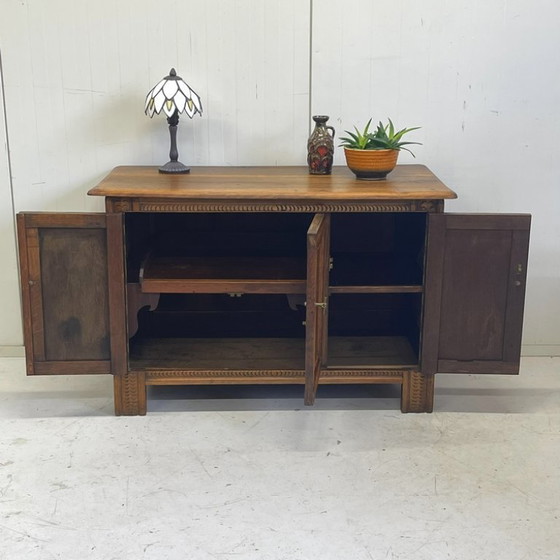 Image 1 of Antike Klappenschranktruhe, TV-Schrank, Aufbewahrungsschrank aus Eichenholz