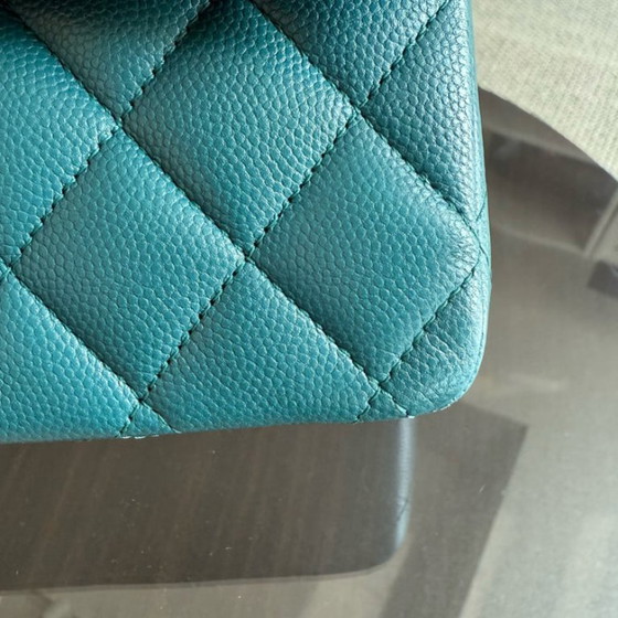 Image 1 of Chanel Classic Flap Medium - Caviar 25CM Quilted Grained Calfskin Blue Silver Hardware Series 26