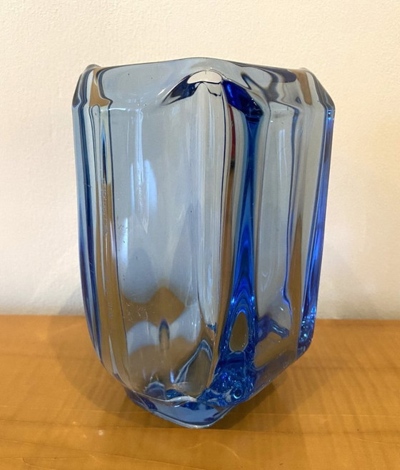 Image 1 of Uranium glass vase blue 1970s
