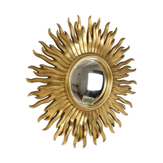 Image 1 of Vintage Bladgoud Vergulde Zonnespiegel Sunburst Convex 52cm