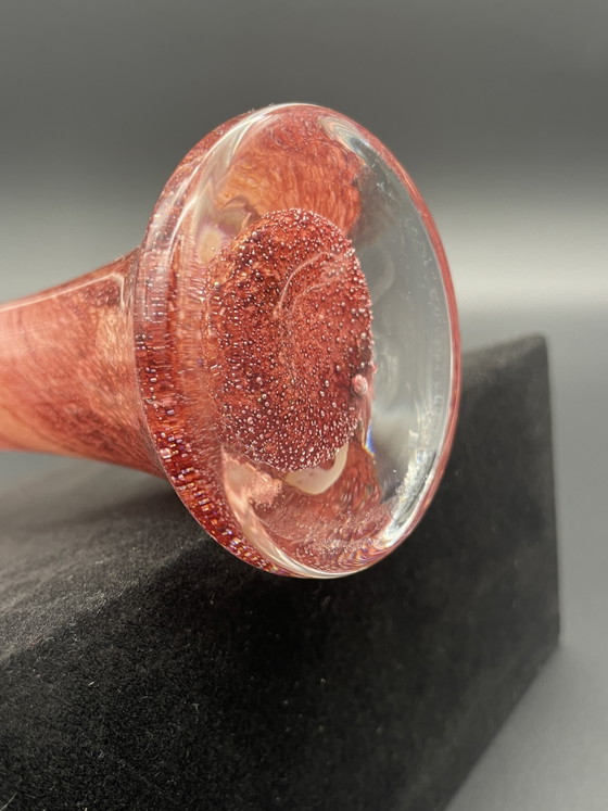 Tall artist glass vase by Peter Kaspar made of colored lead crystal. (photo 6 of 8)