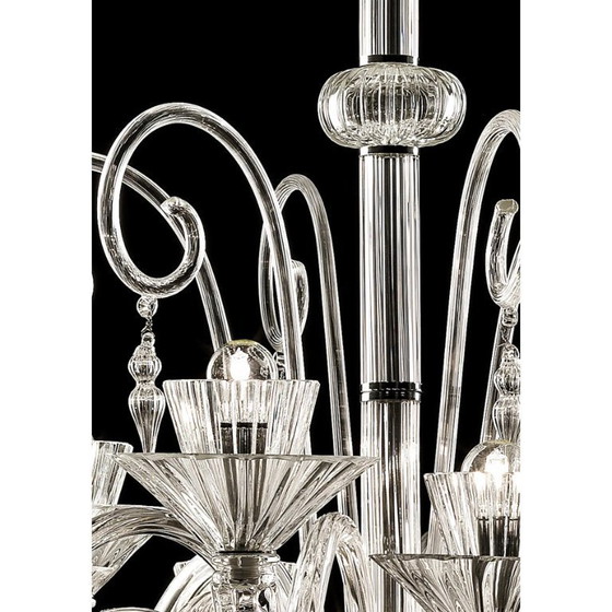 Image 1 of Refined Imperial “Rigadin” Chandelier in Transparent & Gold Murano Glass