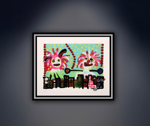 Paul Indrek Kostabi: "Burst, 2016." Hand-signed, No. 8/15. In Excellent Condition. Only an Edition of 15 Pieces.