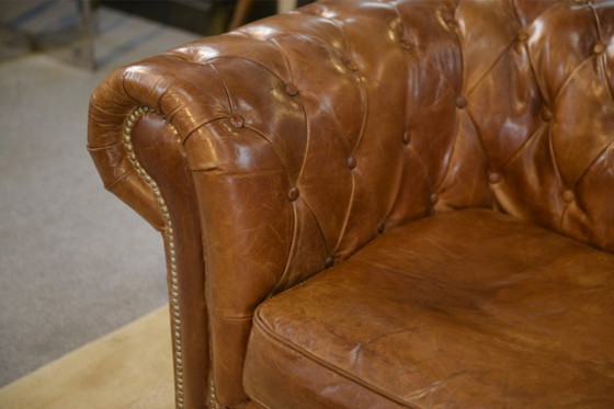 Image 1 of Chesterfield sofa in brown leather