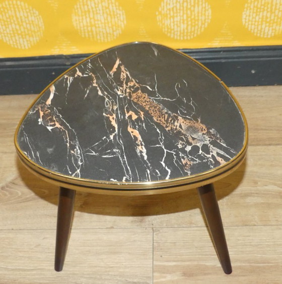 Image 1 of Original 50s 60s flower stool formica gray rose marbled Ø29 H28.5 mini kidney-shaped table vintage retro flower stool plant stan