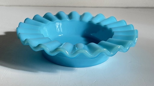 Vintage Blue Opaline Glass Ashtray