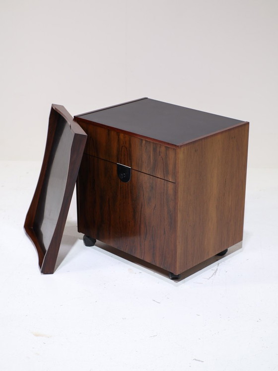 Image 1 of Bar cart trolley with tray, rosewood, Danish, 1960s