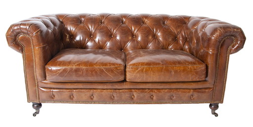 Canapé vintage Chesterfield 2.5 cognac