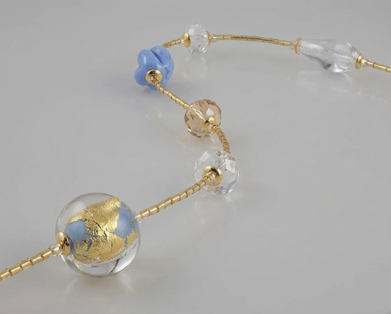 Image 1 of Halsketting van Murano-glas met 24-karaats bladgoud – Gecertificeerd – 86 cm