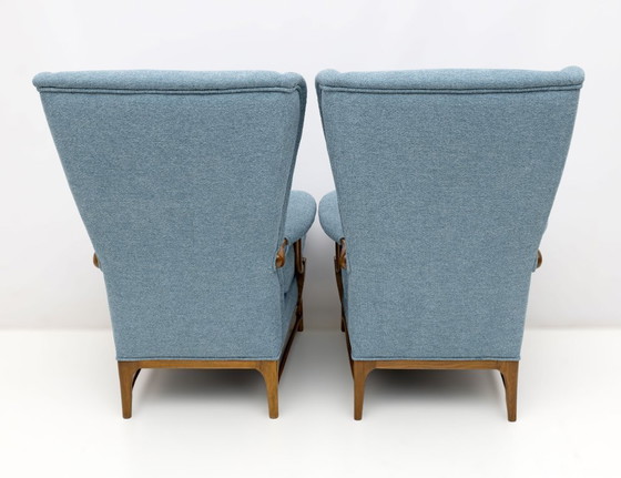 Image 1 of Pair of Paolo Buffa Mid-Century Modern Italian Bouclè Armchairs by Framar, 1950s