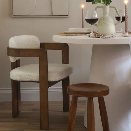 Solid Wood and Fabric Chair – Contemporary Elegance and Comfort 48x54x83cm – Dining chairs, Textile (photo 3 of 6)