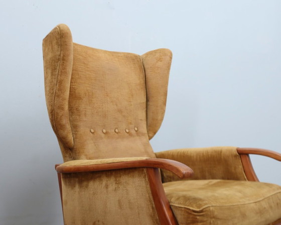 Image 1 of 1950s Camea Italian reclining armchairs dralon velvet, set of 2