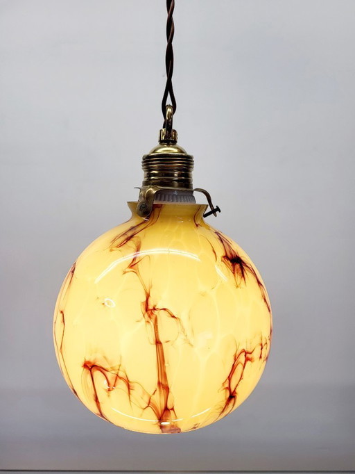 Lampada in vetro opalino Art déco, Verreries de Scailmont, Henri Heemskerk, Belgio