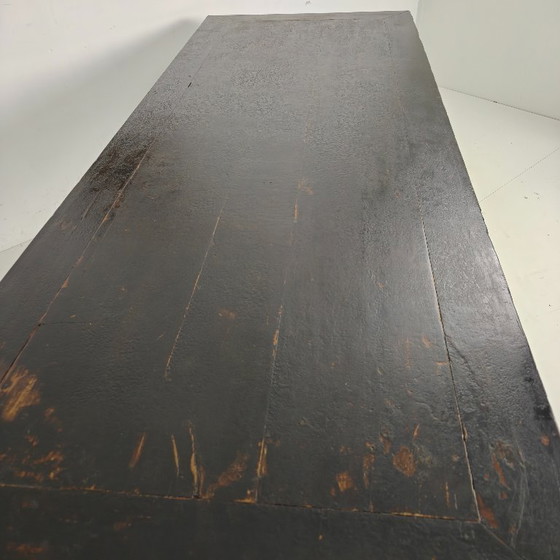 Image 1 of Tavolo da pranzo cinese Qing nero 230 cm – XVIII secolo, lacca originale