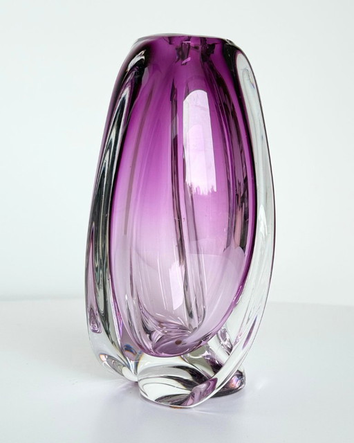 Val Saint Lambert “Milette” Crystal Vase by René Delvenne – Belgium, 1960s
