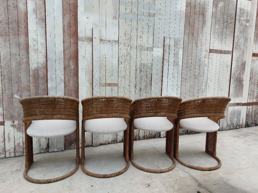  Luit van der Helm–Rohe rotan stoelen (set van 4), jaren ’80