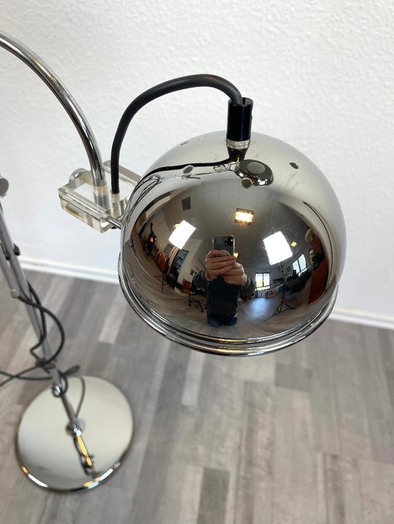 Image 1 of Space Age floor lamp, chrome, 2-light, globe spotlights