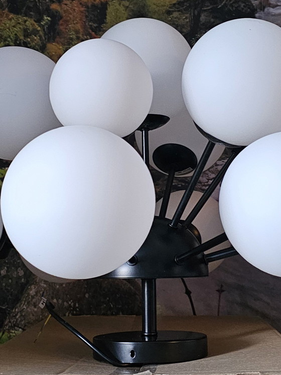 Image 1 of Colmore Sputnik kroonluchter – 15 glazen bollen – zwart metaal – Ø46 cm