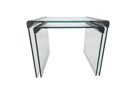 Image 1 of Pierangelo Galloti & Radice - 'T35' - set of 2 side tables - glass - brass - Italy - 70s