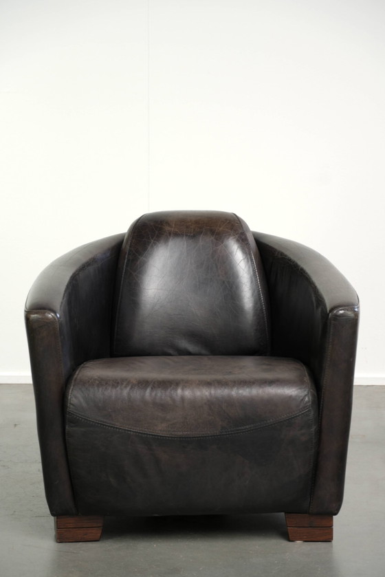 Aviator design armchair in grained cowhide with a comfortable seat – Leather, Modern (photo 2 of 13)