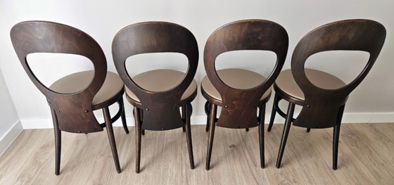 Image 1 of 🪑 Set van 4 Baumann “Seagull” stoelen – gebogen hout