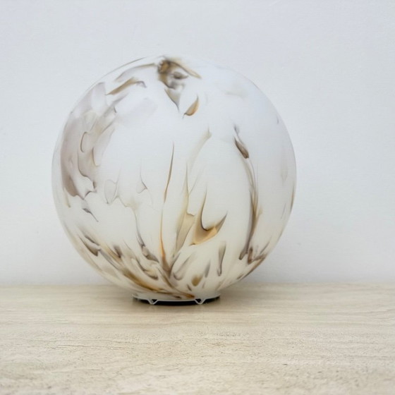 Image 1 of Vintage glass table lamp marble decor , 1970s 