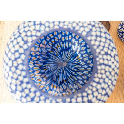 Ensemble de verres, bols et lampes de Murano vintage peints à la main, 1990