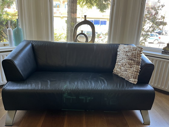 Image 1 of 2 x Rolf Benz Model 2300 2-Zits Bank Zwart Leer