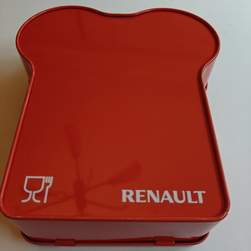 Vintage Renault broodvormige lunchbox/picknickblik – rood – Frankrijk