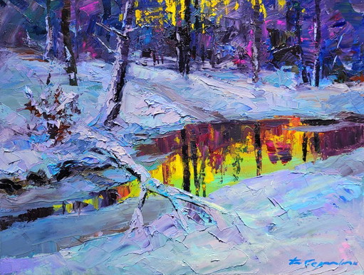 Forest Lake In The Winter Forest